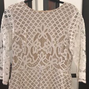 Gabby Skye White 3/4 Sleeve Lace Dress